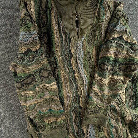 COOGI Australia Sweater Women Medium Green Knit Pullover Turtleneck Padded Shldr - Picture 13 of 16